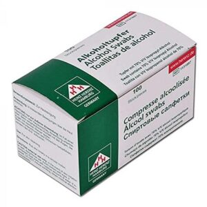 70% Isopropyl Alcohol Cleaning Swabs Individually Wrapped 6x3cm - Box of 100