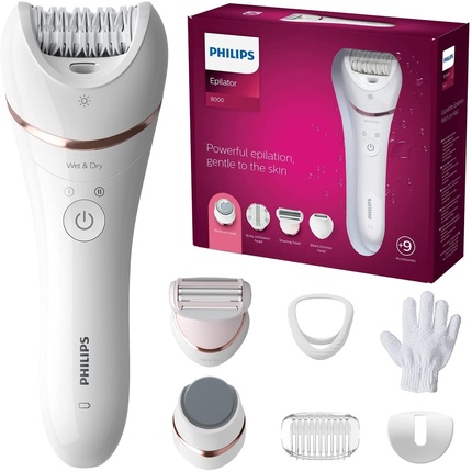 Philips Series 8000 Epilator for Legs, Body, and Feet Wet and Dry Model BRE740/10