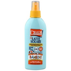 DELICE SOLAIRE Children's Sunscreen SPF50+ 150ml with UVA-UVB Filters, Aloe Vera and Vitamin E - Water Resistant - Dermatologically Tested