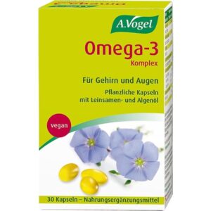 A.Vogel Omega 3 Capsules 30 Pieces - Vegan Plant-Based Dietary Supplement for Maintaining Normal Brain Function and Vision - Maintaining Cholesterol - Flaxseed Oil-Algae Oil